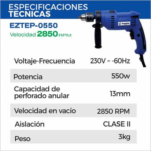 !!!!!!!! - TALADRO CON PERCUTOR EZTEP -0550 TALADRO 13 mm. -VEL 2850 rpm