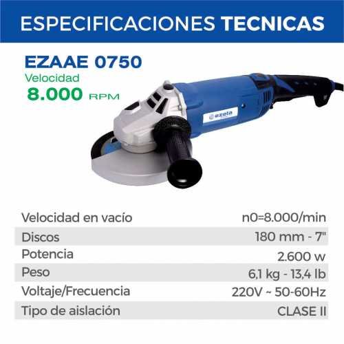 !!!! - AMOLADORA ANGULAR ESTANDARD EZAAE - 0750 AMOLADORA 178 mm -2600 W