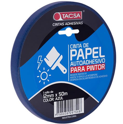CINTAS ADHESIVAS DE PAPEL 12 mm. x  50  Mts. - AZUL