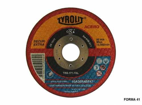 DISCOS DE CORTE - C - C/ DEPRIMIDO TYROL SE - 4.5'' x 4.80 mm. - OXIDO ALUMINIO