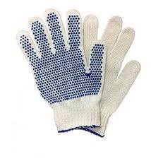 GUANTES TEJIDOS CON LATEX ALGODON BLANCO LIVIANO MOTA AZUL