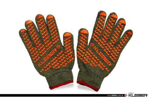 GUANTES TEJIDOS CON LATEX ALGODON NEGRO MOTAS AZULEZ
